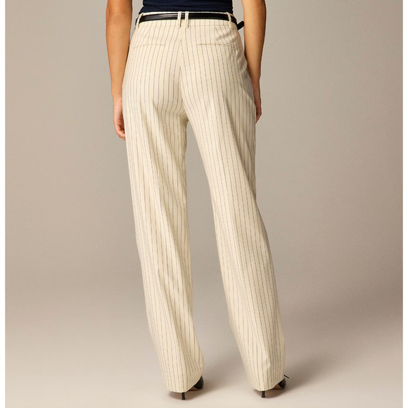 J.Crew Collection Portia Pant Ivory Pinstripe Italian Wool Classic US 10 NWT - Picture 2 of 15